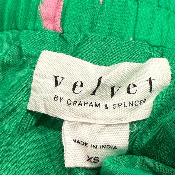 Anthropologie / Velvet Green Pink Elsa Printed Cotton Skirt | Size XS - Picture 5 of 6